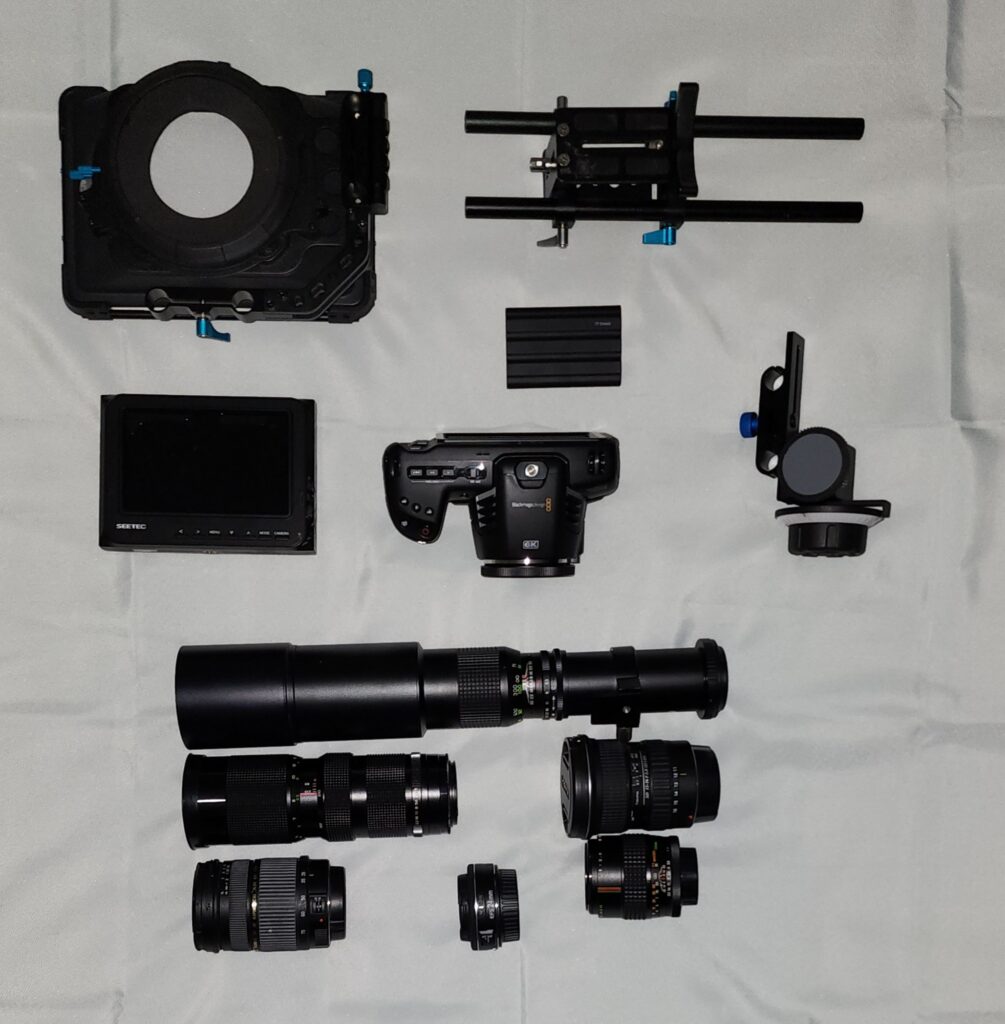 BMPCC 6k with accesories and lenses